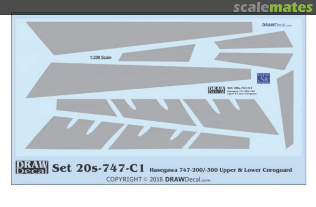 Boxart Boeing 747 200/300 Upper and Lower Coroguard 20-747-C1 Draw Decal