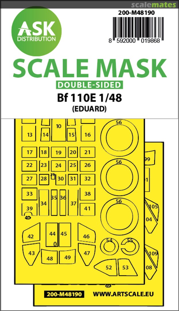 Boxart Messerschmitt Bf 110E double-sided mask 200-M48190 ASK