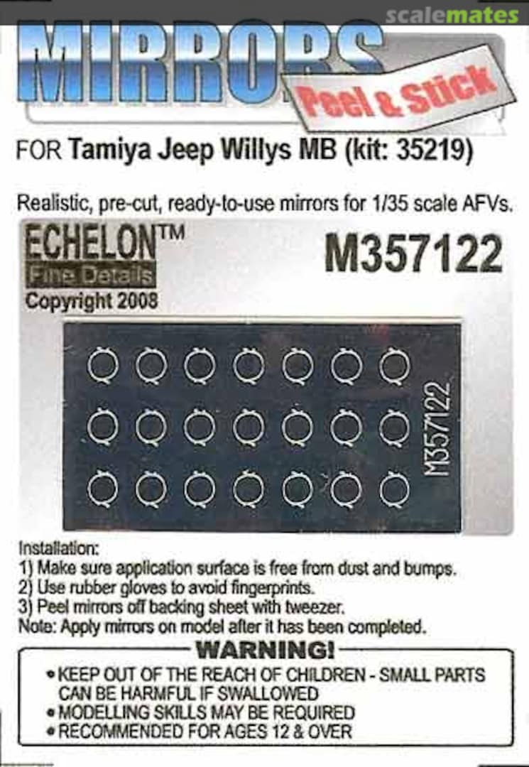 Boxart Jeep Willys MB Mirrors (Tamiya) M357122 Echelon Fine Details