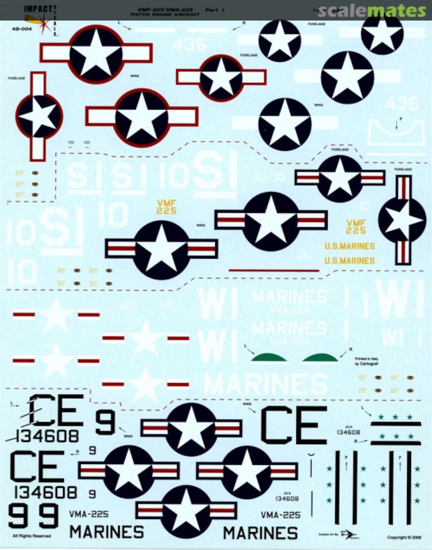 Contents VMF-225/VMA-225 Part 1: Piston Engine Aircraft 48-004 Impact Decals