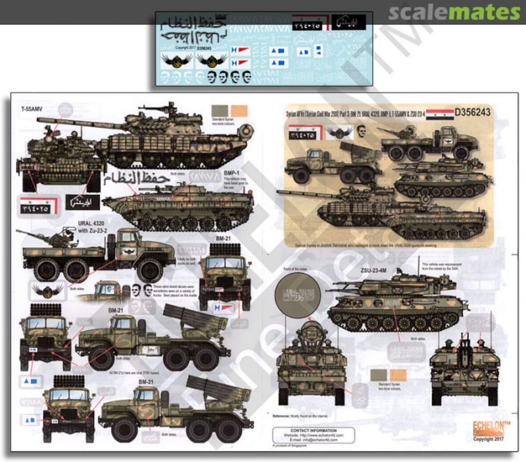 Boxart Syrian AFVs Part 3: BM-21, Ural 4320, BMP-1, T-55AMV & ZSU-23-4 D356243 Echelon Fine Details