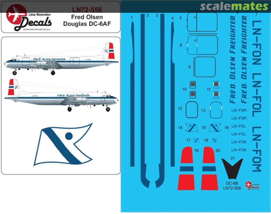 Boxart Fred Olsen Douglas DC-6B LN72-556 Lima November Decals