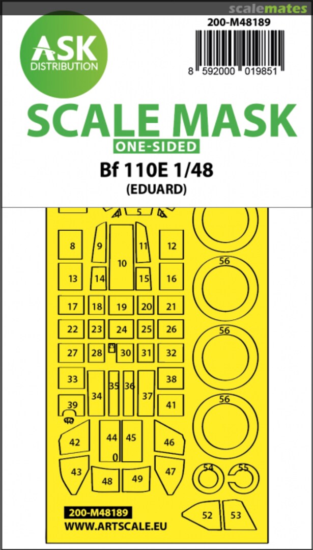 Boxart Messerschmitt Bf 110E one-sided mask 200-M48189 ASK