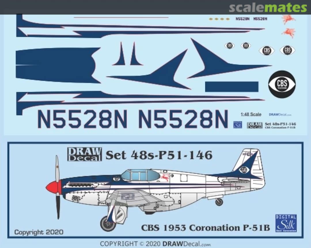 Boxart CBS 1953 Coronation P-51B 48-P51-146 Draw Decal