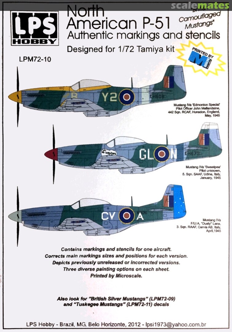 Boxart North American P-51 Mustang LPM72-10 LPS Hobby