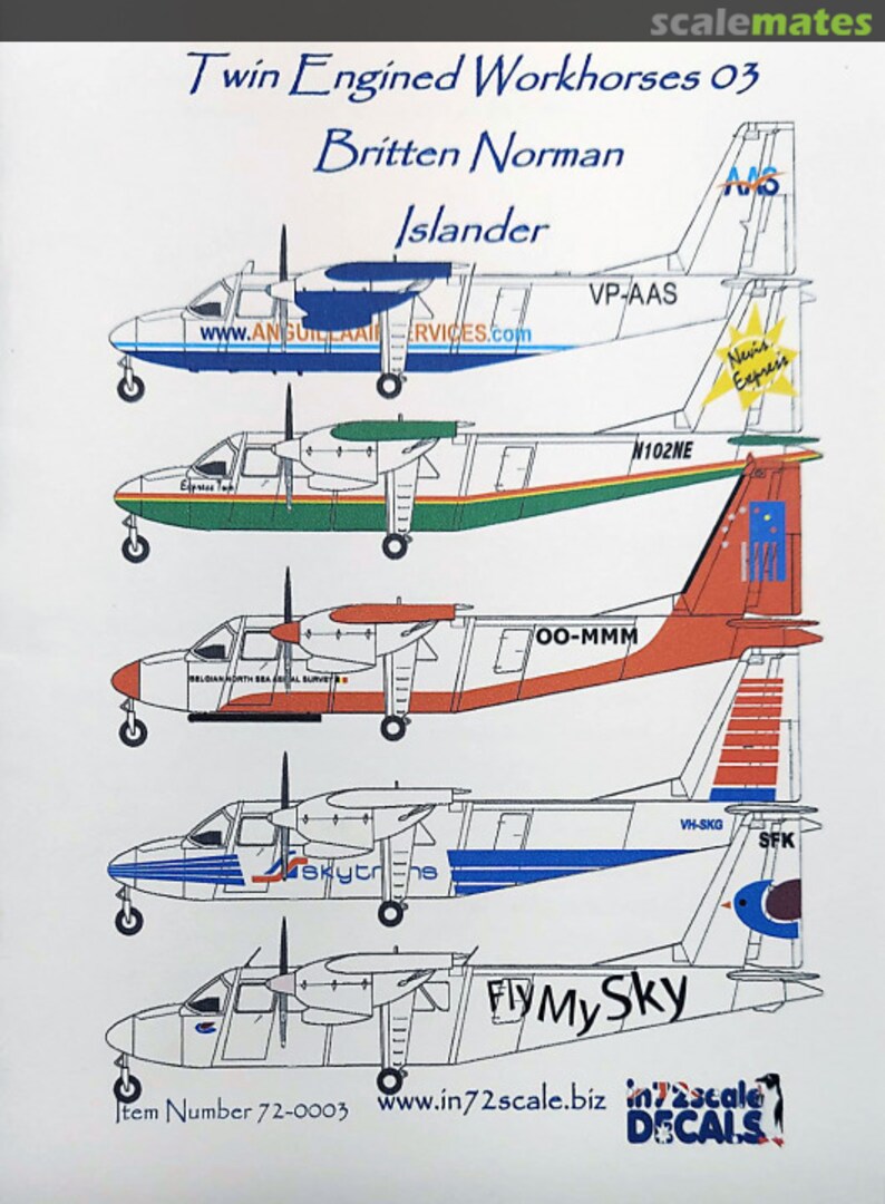 Boxart Twin Engined Workhorses 03 Britten Norman Islander 72-0003 In72scale Decals