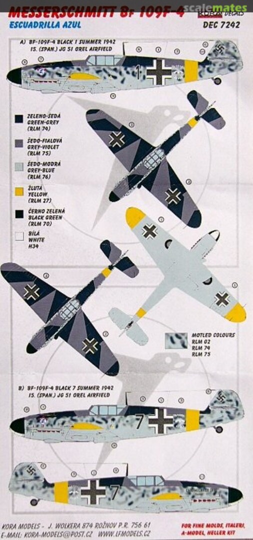 Boxart Messerschmitt Bf 109F-4 DEC7242 Kora Models