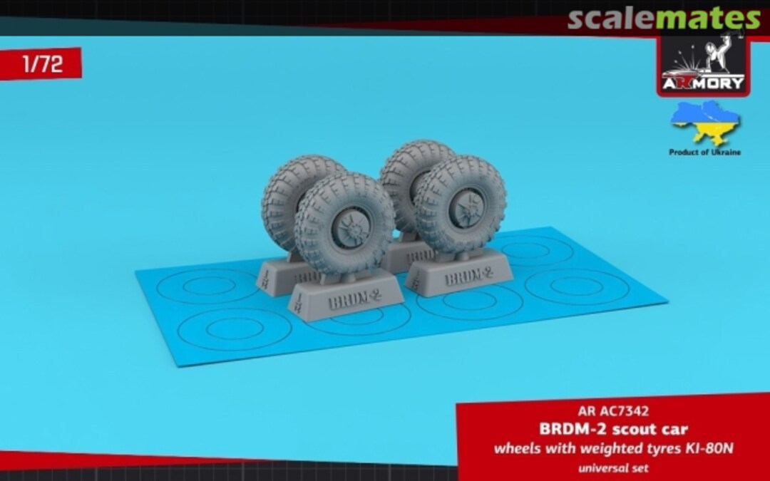 Boxart BRDM-2 scout car wheels w/ weighted tyres KI-80N AR AC7342 Armory