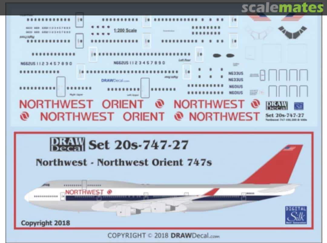 Boxart B-747 Northwest / Northwest Orient 20-747-27 Draw Decal