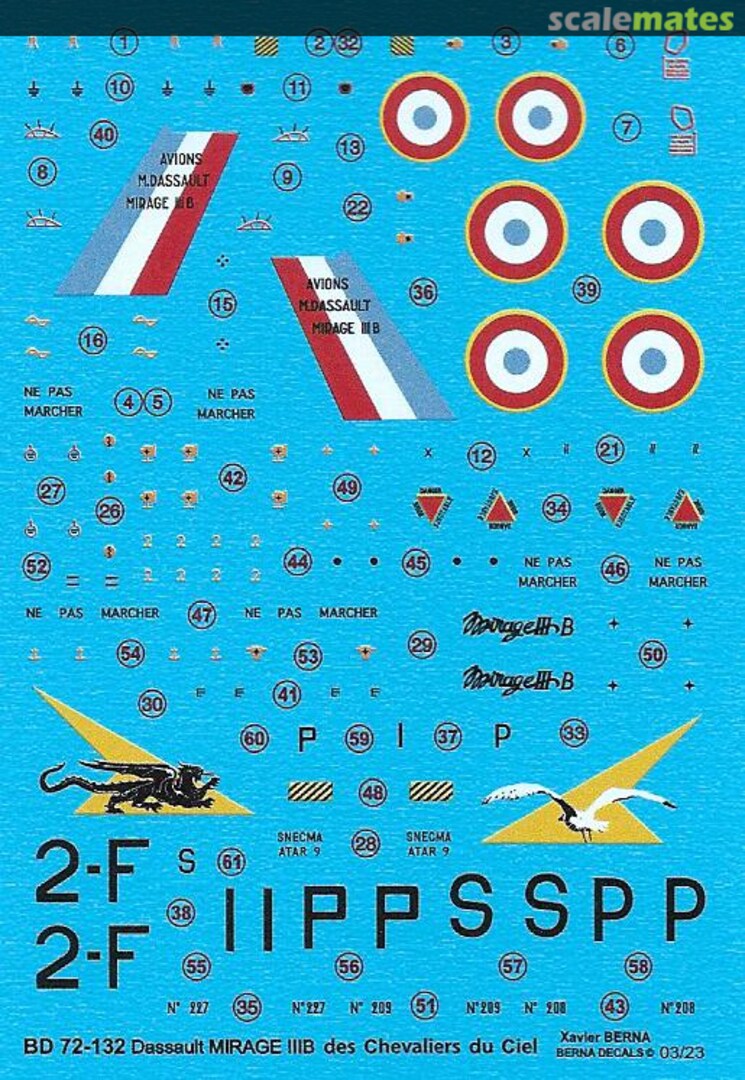 Boxart Dassault Mirage IIIB BD 72-132 Berna Decals