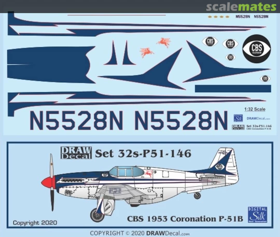 Boxart CBS 1953 Coronation P-51B 32-P51-146 Draw Decal