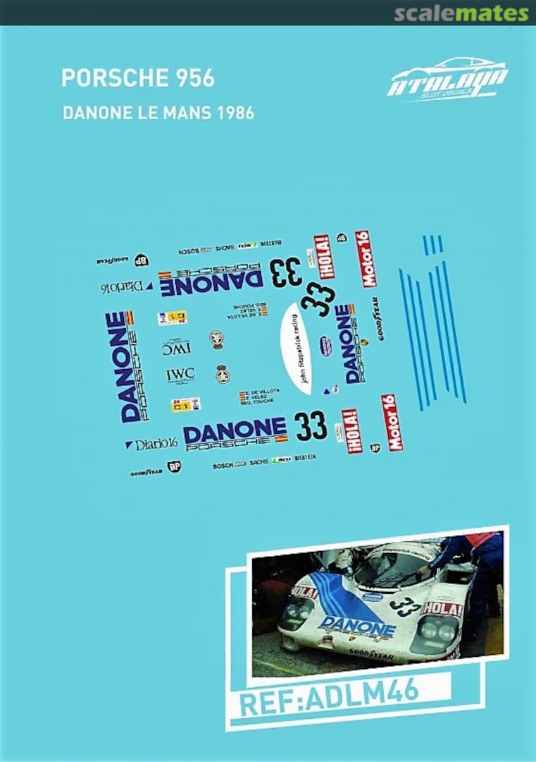 Boxart Porsche 956 B #114 "DANONE" ADLM46 Atalaya Slot Decals