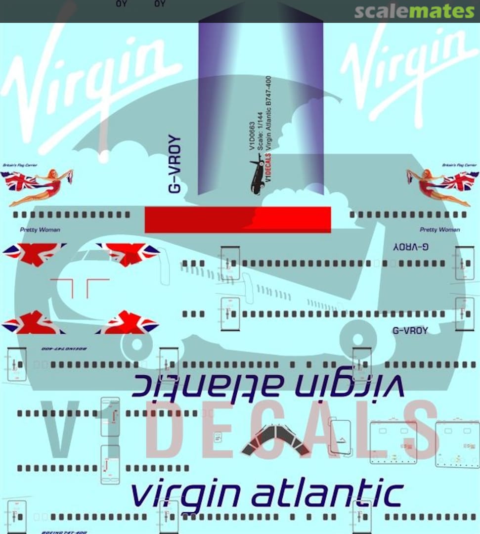 Boxart Virgin Atlantic Airways Boeing 747-400 (New Livery) V1D0663-144 V1 Decals