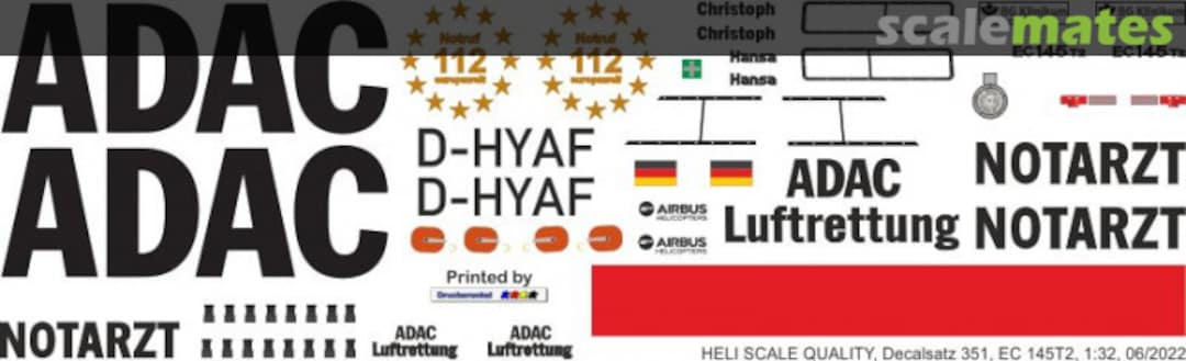 Boxart H145 / EC 145T2 - ADAC - D-HYAF - BG Klinikum Hamburg Decal 351 Heli Scale Quality