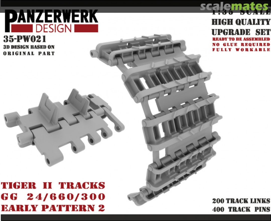 Boxart Tiger II Transport Tracks Gg 24/660/300 Early Pattern 2 35-PW021 Panzerwerk design