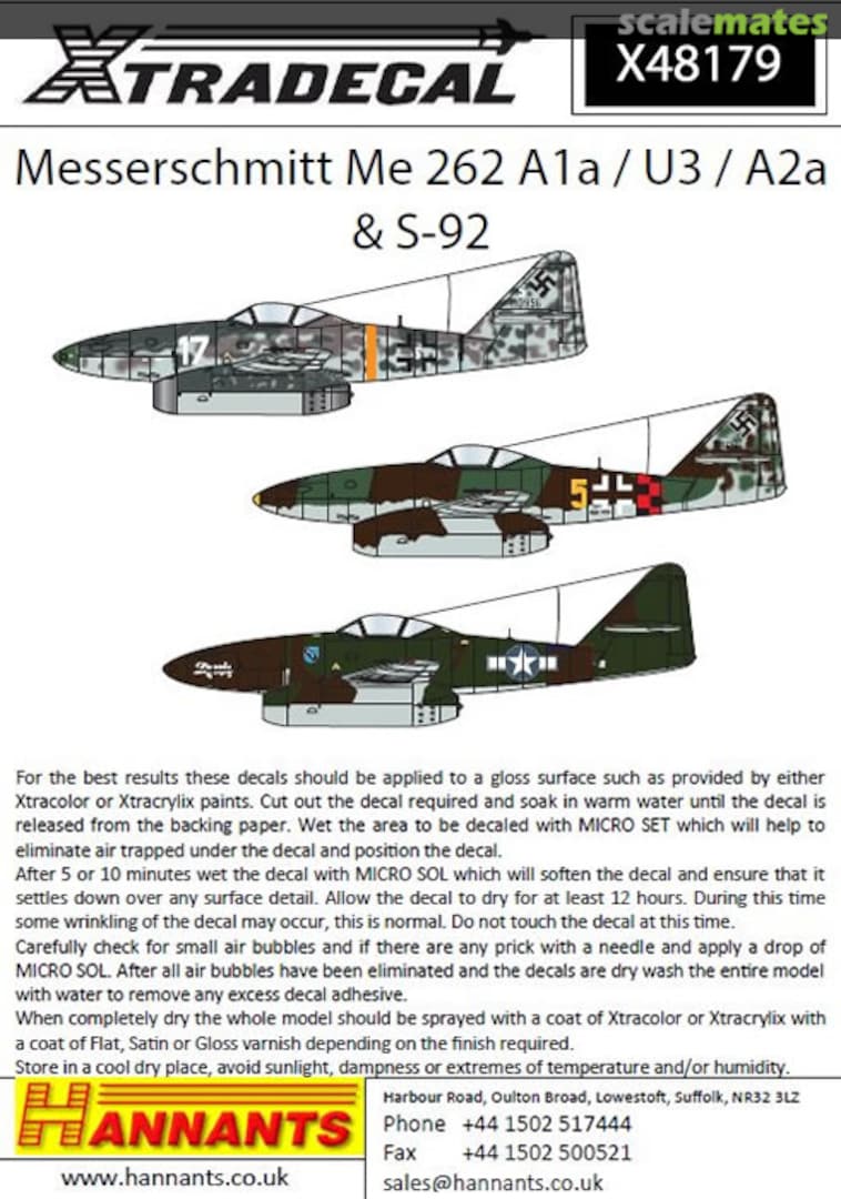 Boxart Messerschmitt Me 262 X48179 Xtradecal