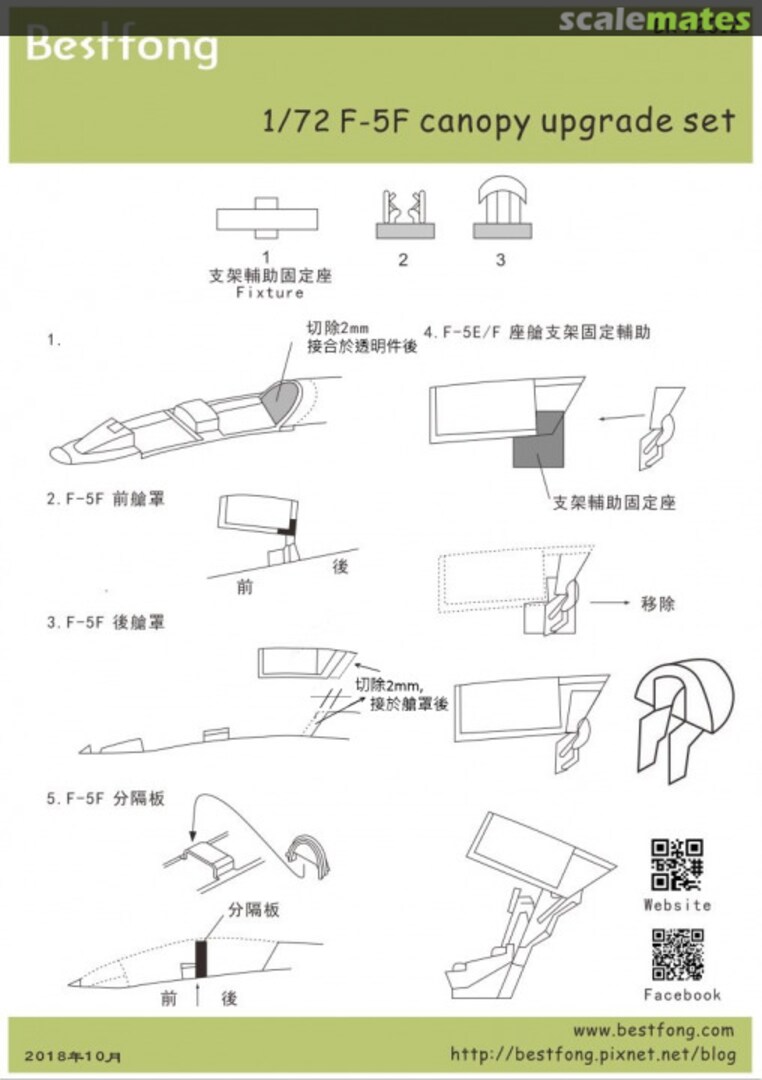 Boxart F-5F Tiger II - canopy upgrade set BR72012 Bestfong