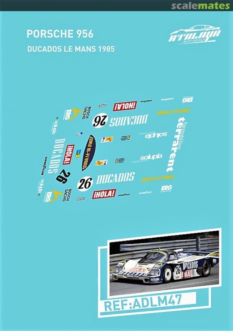 Boxart Porsche 956 #109 "DUCADOS" ADLM47 Atalaya Slot Decals