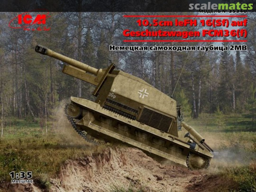 Boxart 10.5cm leFH 16(Sf) auf Geschutzwagen FCM36(f) 35340 ICM