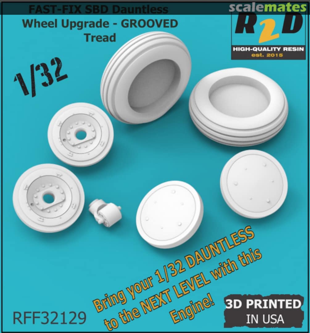 Boxart SBD Dauntless Wheel Upgrade - GROOVED Tread RFF32129 RESIN2detail