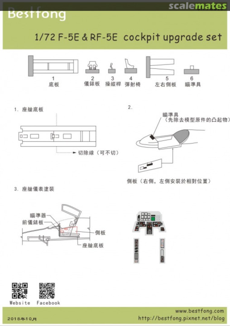 Boxart F-5E & RF-5E - cockpit upgrade set BR72013 Bestfong