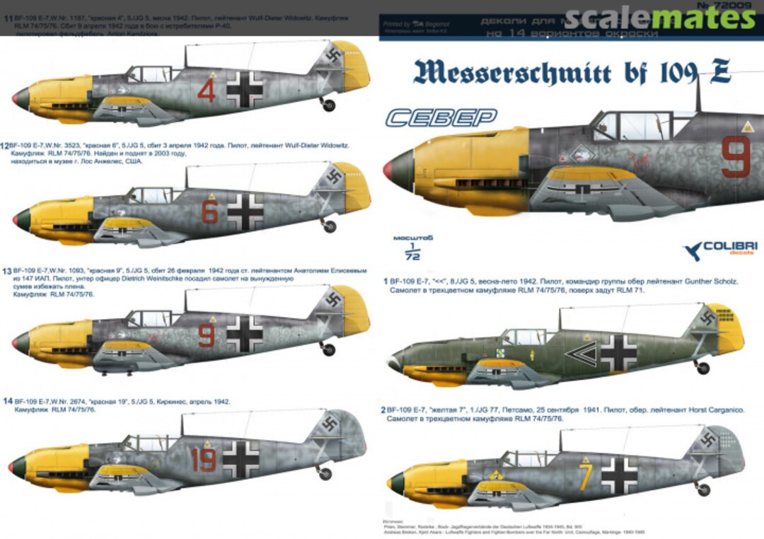 Boxart Messerschmitt Bf 109 E 72009 Colibri Decals