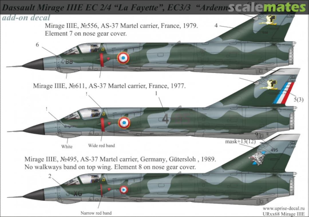 Boxart Mirage IIIE EC 2/4 La Fayette and EC 3/3 Ardennes, AS-37 carrier UR7268 UpRise