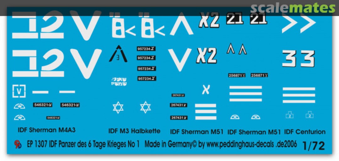 Boxart IDF Panzer des 6 Tage Krieges No 1 1307 Peddinghaus-Decals