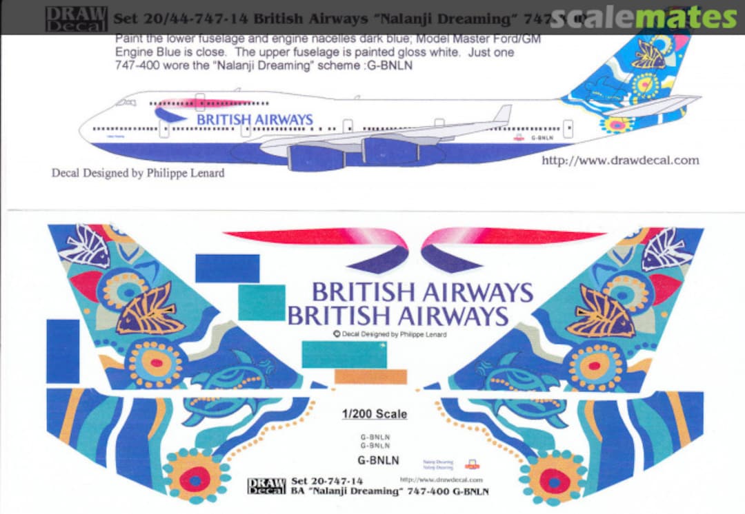 Boxart British Airways “Nalanji Dreaming” 747-400 20-747-14 Draw Decal