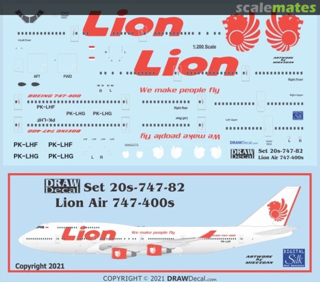 Boxart Lion Air 747-400s 20-747-82 Draw Decal