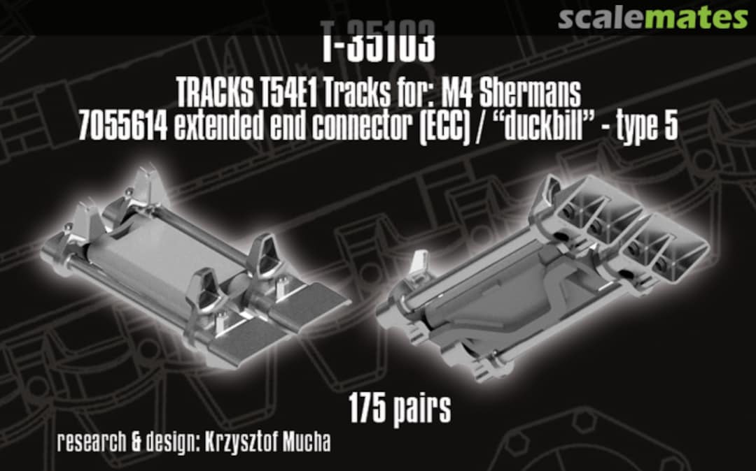 Boxart T54E1 type Tracks for M4 Sherman; EEC / "Duckbill" Type 5 T-35103 QUICKTRACKS