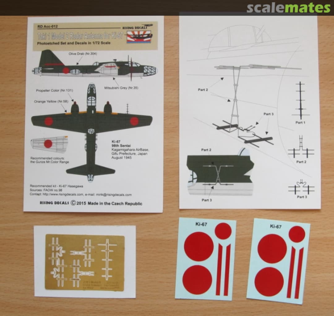 Boxart Taki 1 Model 2 Radar Antenna for Ki-67 RD Acc-012 Rising Decals