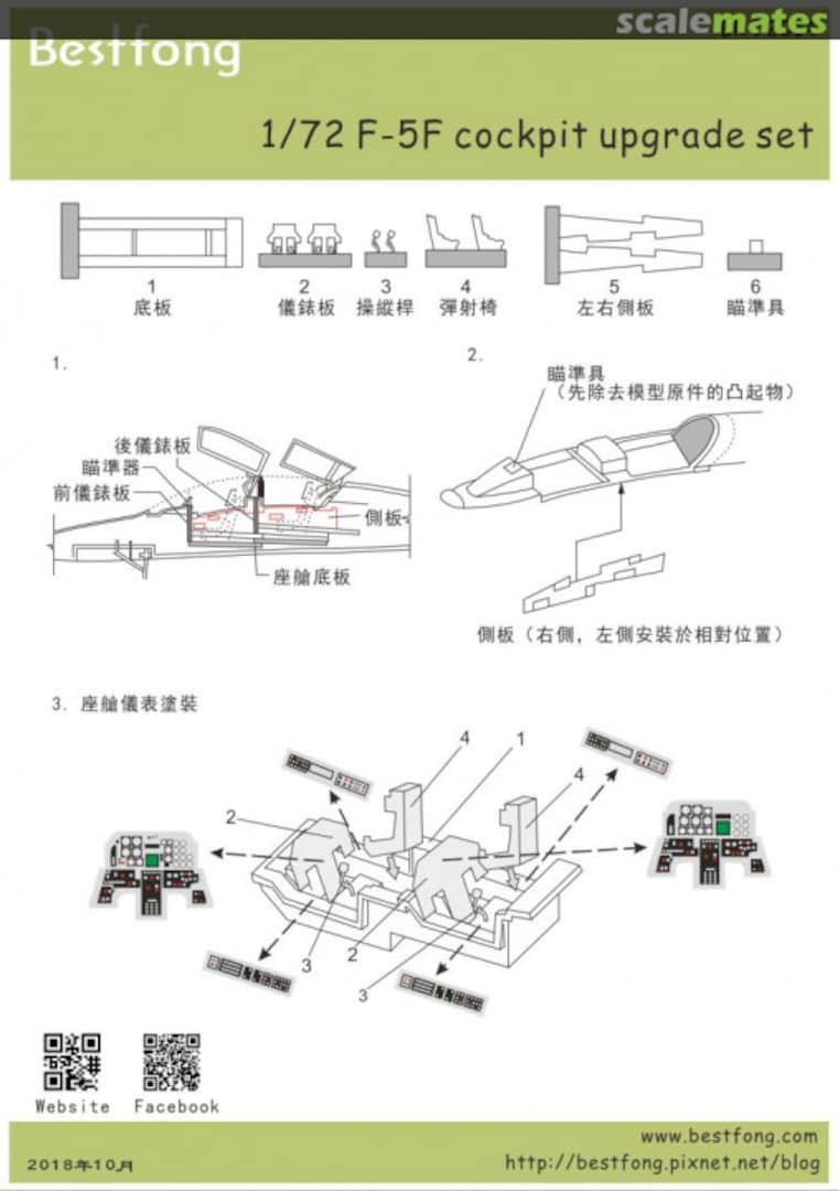 Boxart F-5F Tiger II - cockpit upgrade set BR72014 Bestfong