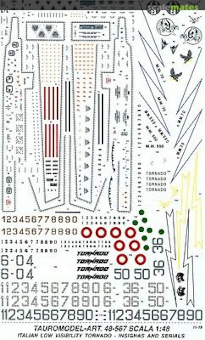 Boxart Insegne, Numeri E Stencils Per Tornado A.m.i. Lo-Viz 1:48 48-567 Tauro Model