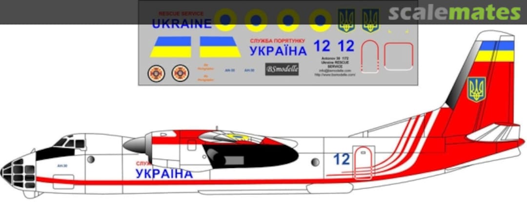 Boxart Antonov An-30 Ukraine Rescue Service BSM012122 BSmodelle