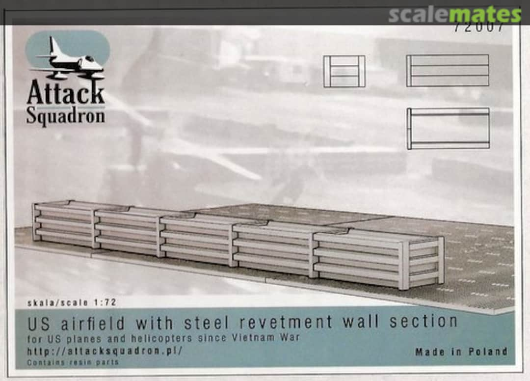 Boxart US airfield with steel revetment wall section 72007 Attack Squadron