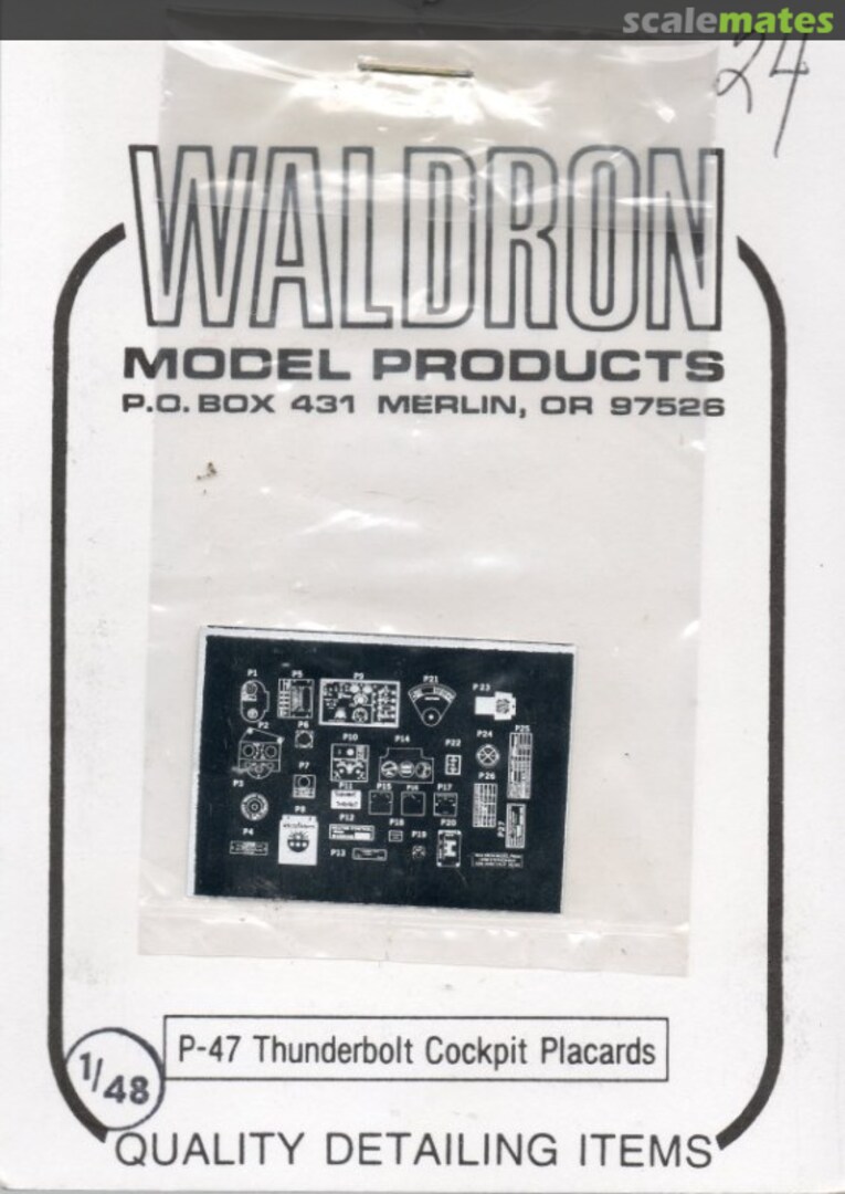 Boxart P-47 Thunderbolt Cockpit Placards 48024 Waldron Model Products