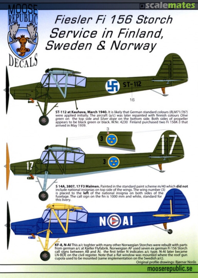 Boxart Fiesler Fi 156 Storch 72021 Moose Republic Decals