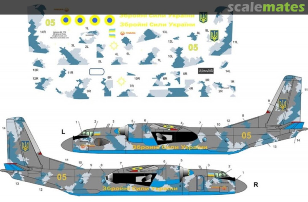 Boxart Antonov An-26 Ukraine Air Force decal BSM88954 BSmodelle