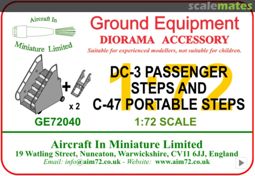 Boxart DC-3/C-47A Utility Steps & C-47 portable steps GE72041 Aircraft In Miniature Ltd