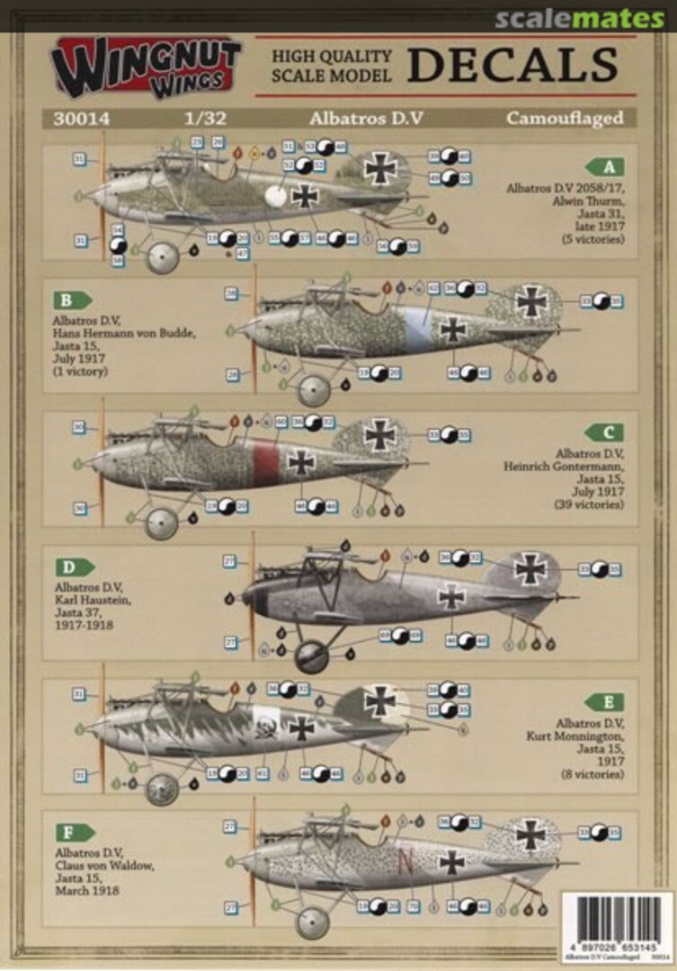 Boxart Albatros D.V Camouflaged 30014 Wingnut Wings