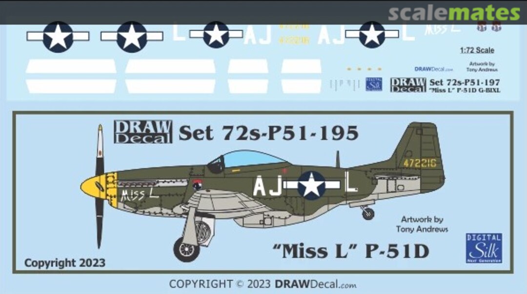 Boxart “Miss L” P-51D 72-P51-197 Draw Decal