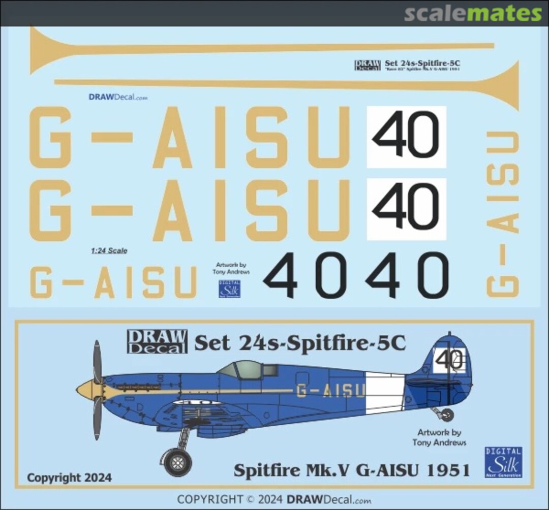 Boxart Spitfire Mk. V G-AISU 1951 Race 40 24-Spitfire-5C Draw Decal