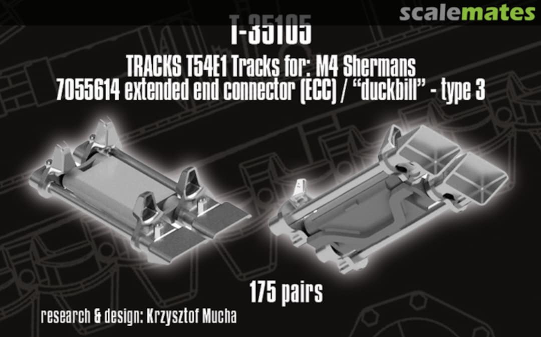 Boxart M4 Shermans T54E1 type tracks w/duckbills type 3 T-35105 QUICKTRACKS