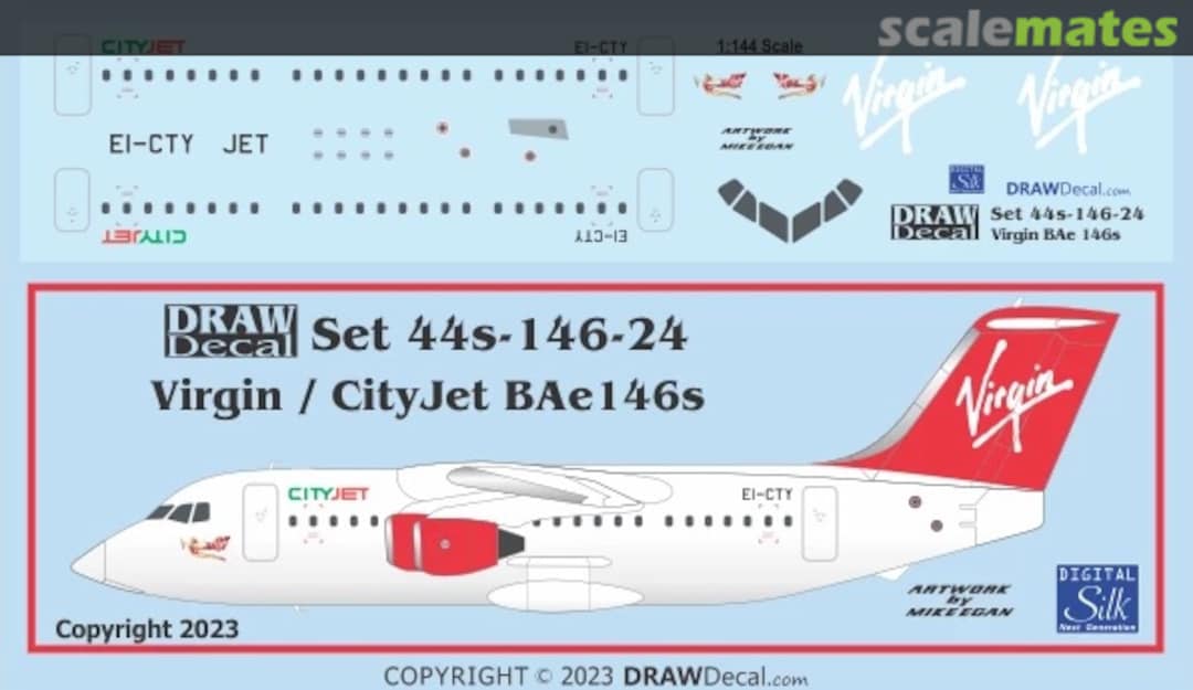 Boxart Virgin / CityJet BAe146s 44-146-24 Draw Decal