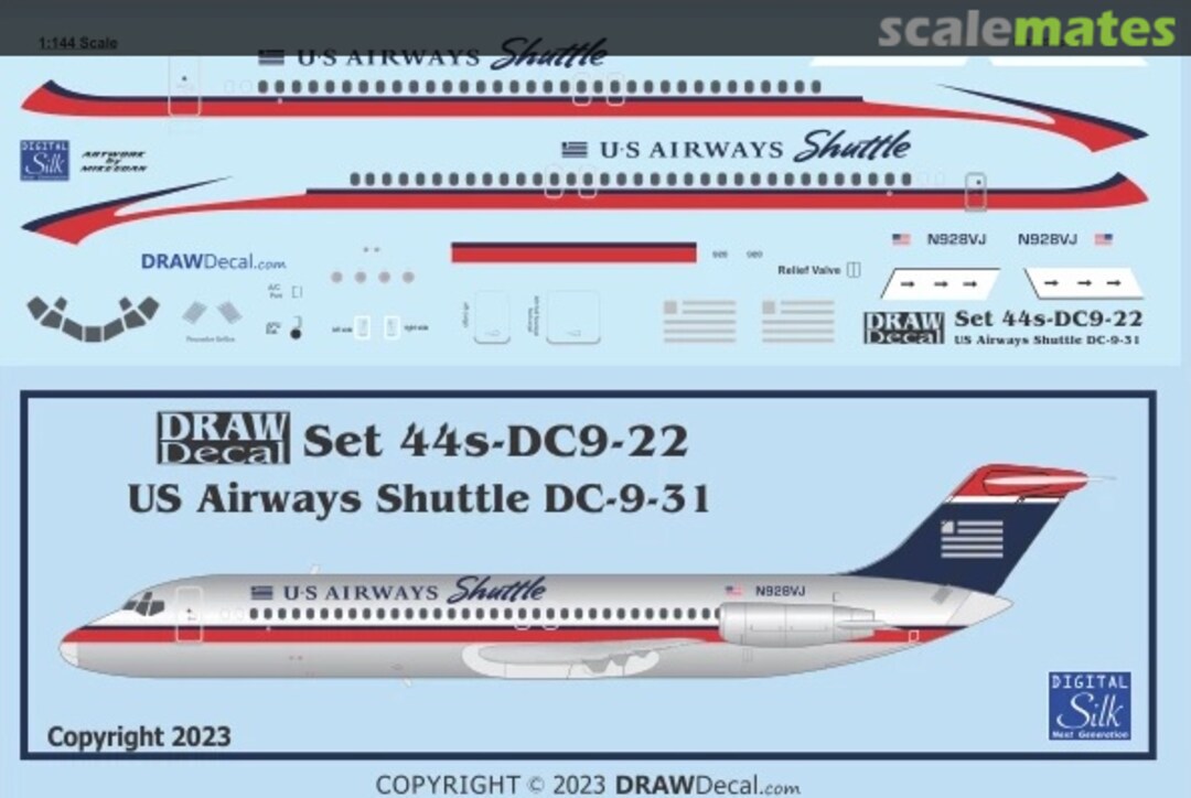 Boxart US Air Shuttle DC-9-30 44-DC9-22 Draw Decal