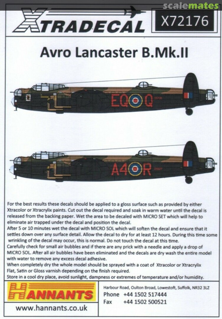 Boxart Lancaster B.Mk.II X72176 Xtradecal