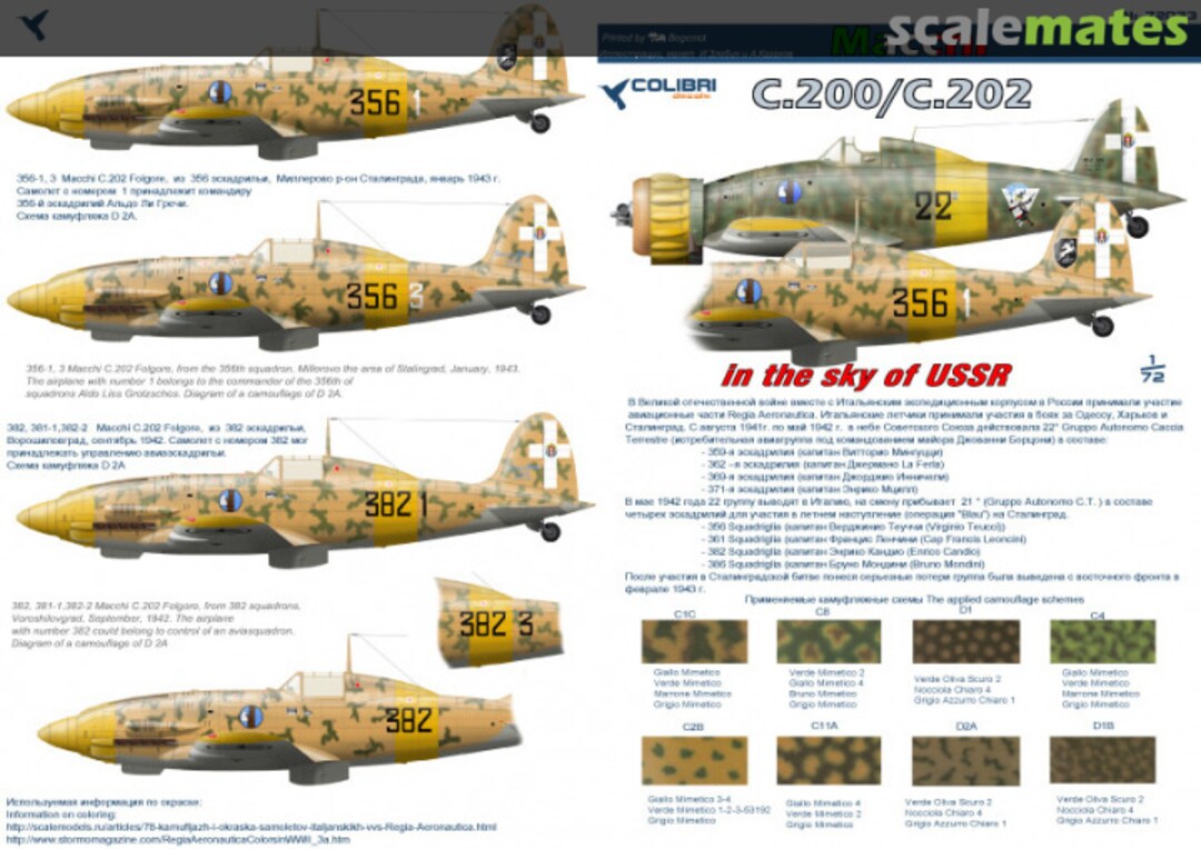 Boxart Macchi C.200/C.202 72033 Colibri Decals