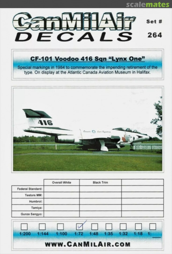 Boxart CF-101 Voodoo 416 Sqn "Lynx One" 264 CanMilAir