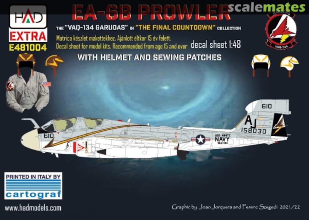 Boxart EA-6B Prowler VAQ-134 ”GARUDAS” in the ”Final Countdown” decal sheet ​​​ E481004 HADmodels 